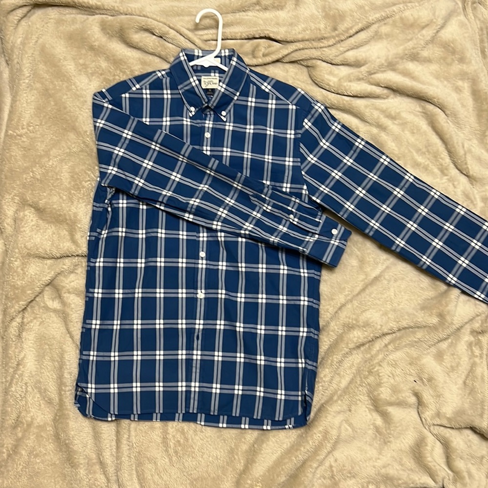 J. CREW Medium BLUE Plaid Dress Shirt